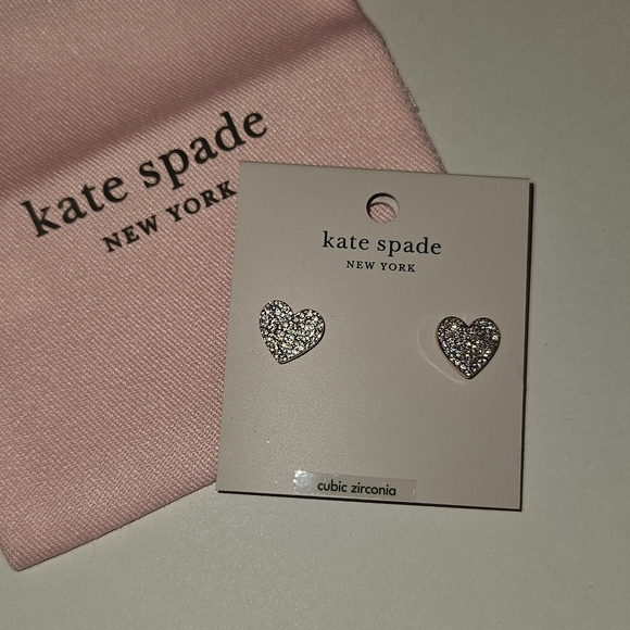 kate spade Jewelry - Kate spade rose gold heart earrings with cubic zirconia